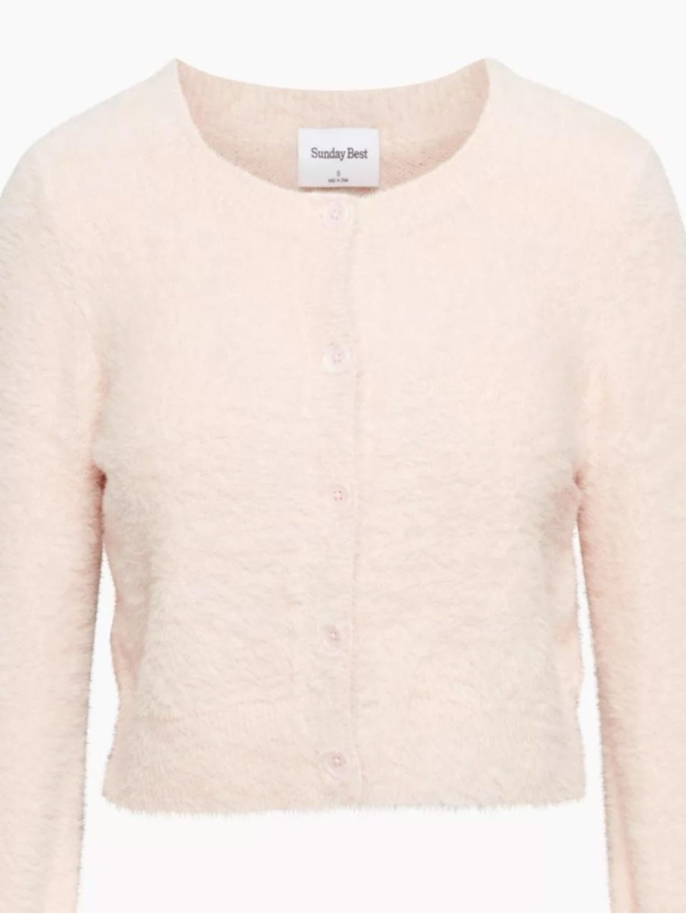 Sunday Best Soft Blush Fuzzy Button Cardigan
